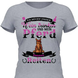 Wein trinken und Reiten - Personalisierbares T-Shirt