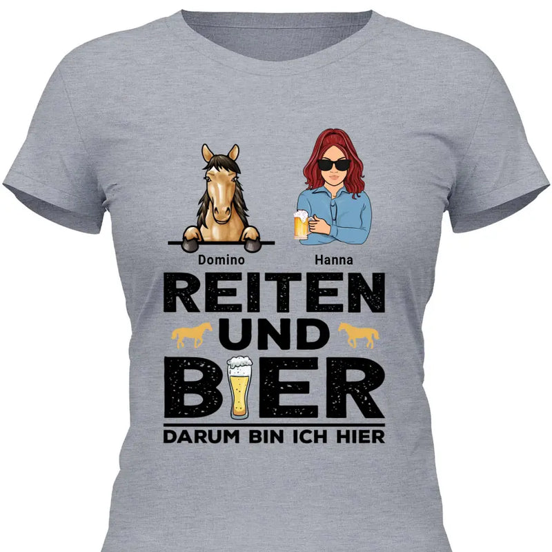 Reiten und Bier - Personalisierbares T-Shirt