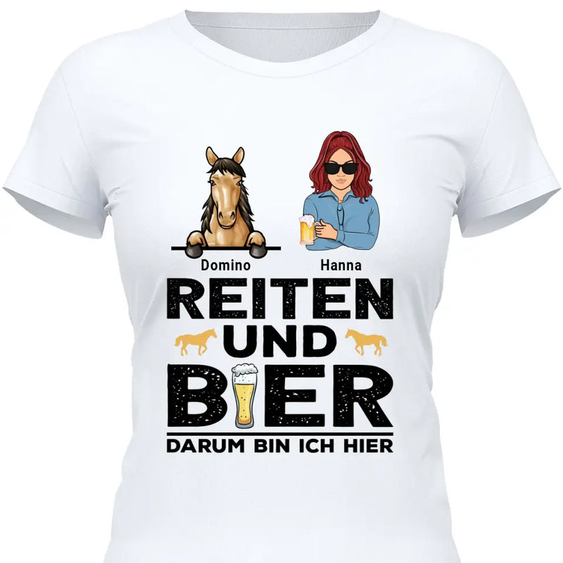 Reiten und Bier - Personalisierbares T-Shirt