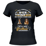 Bier trinken und bei meinem Pferd sein - Personalisierbares T-Shirt